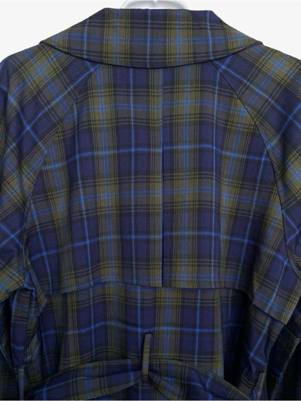 Avec Les Filles Double-Breasted Trench Coat Navy Plaid Large NWT - Picture 11 of 16